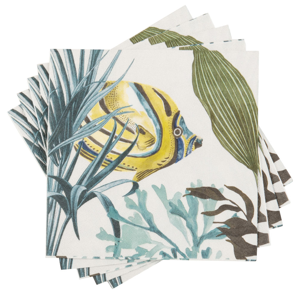 Serviettes en papier motif fond marin multicolore (x20)