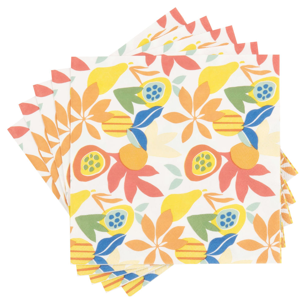 Serviettes en papier motifs fruits multicolores (x20)