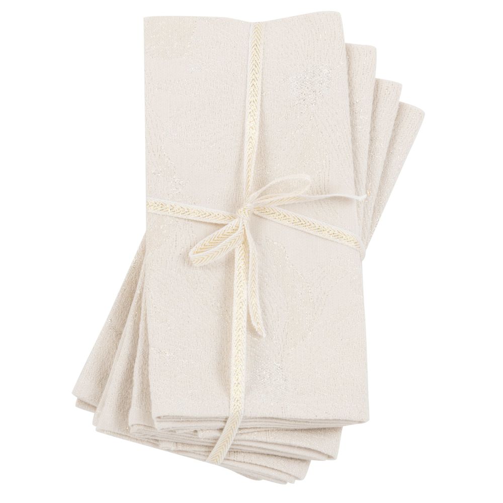Serviettes tissées jacquard écrues et dorées (x4) Serviettes tissées jacquard écrues et dorées (x4)