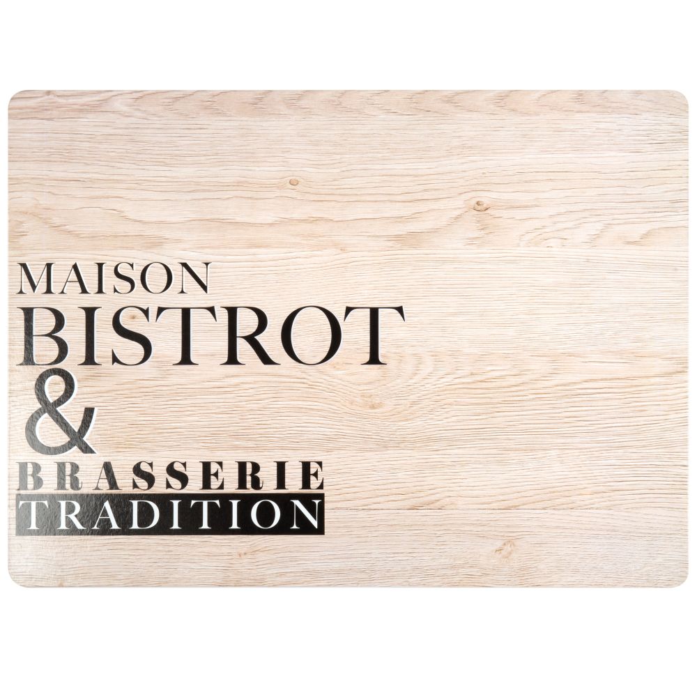 Set de table beige inscriptions noires (photo) Set de table beige inscriptions noires