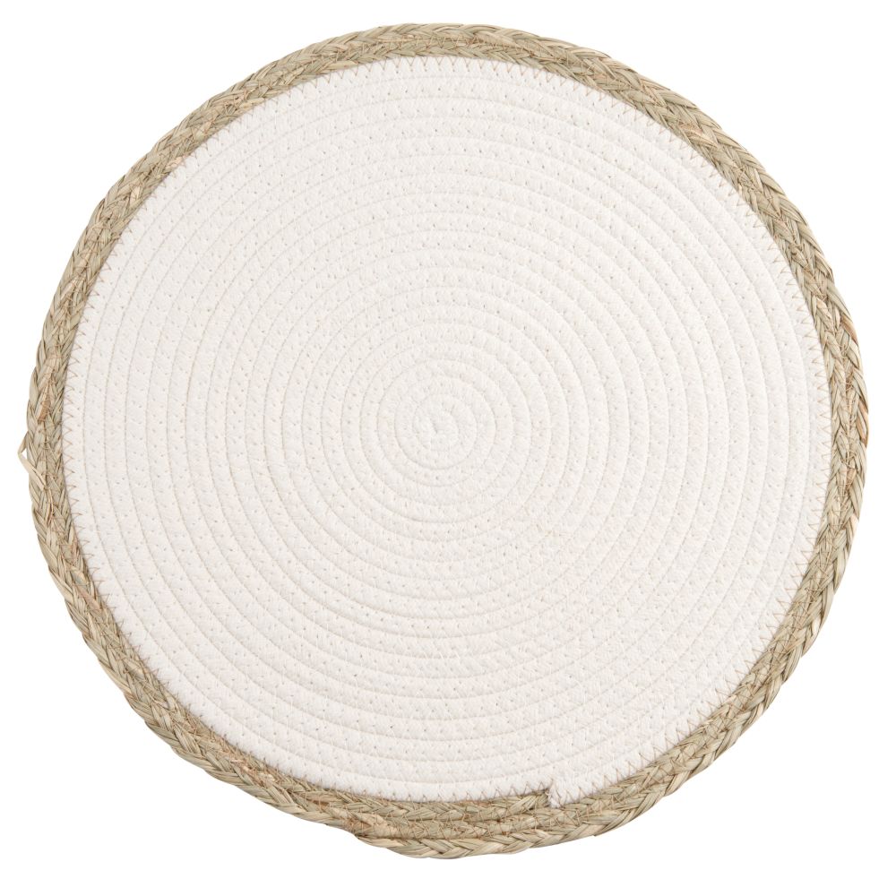 Set de table blanc et bordures en fibre végétale Set de table blanc et bordures en fibre végétale