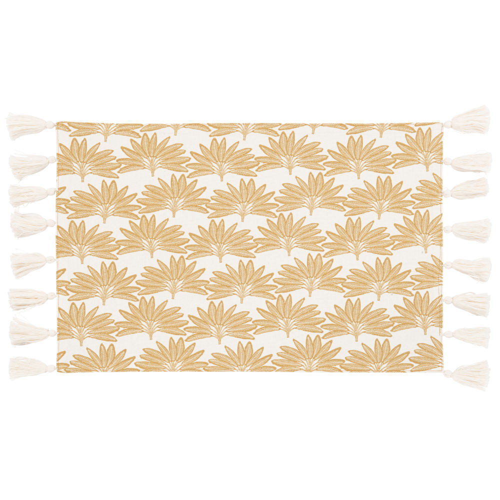 Sets de table en coton bio blanc imprimé doré (x2) Sets de table en coton bio blanc imprimé doré (x2)