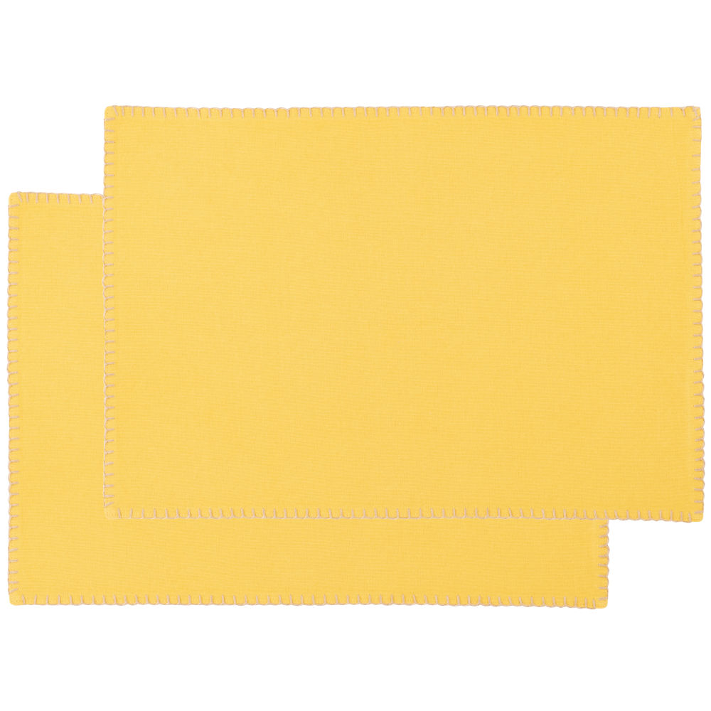 Sets de table en coton bio jaune (x2) Sets de table en coton bio jaune (x2)