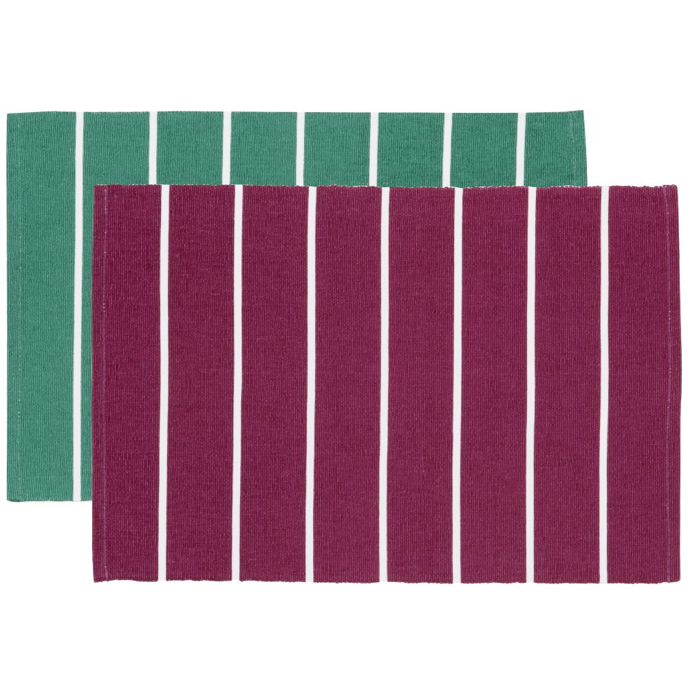 Sets de table en coton vert, jaune et corail (x2), 33x48 Sets de table en coton vert, jaune et corail (x2), 33x48