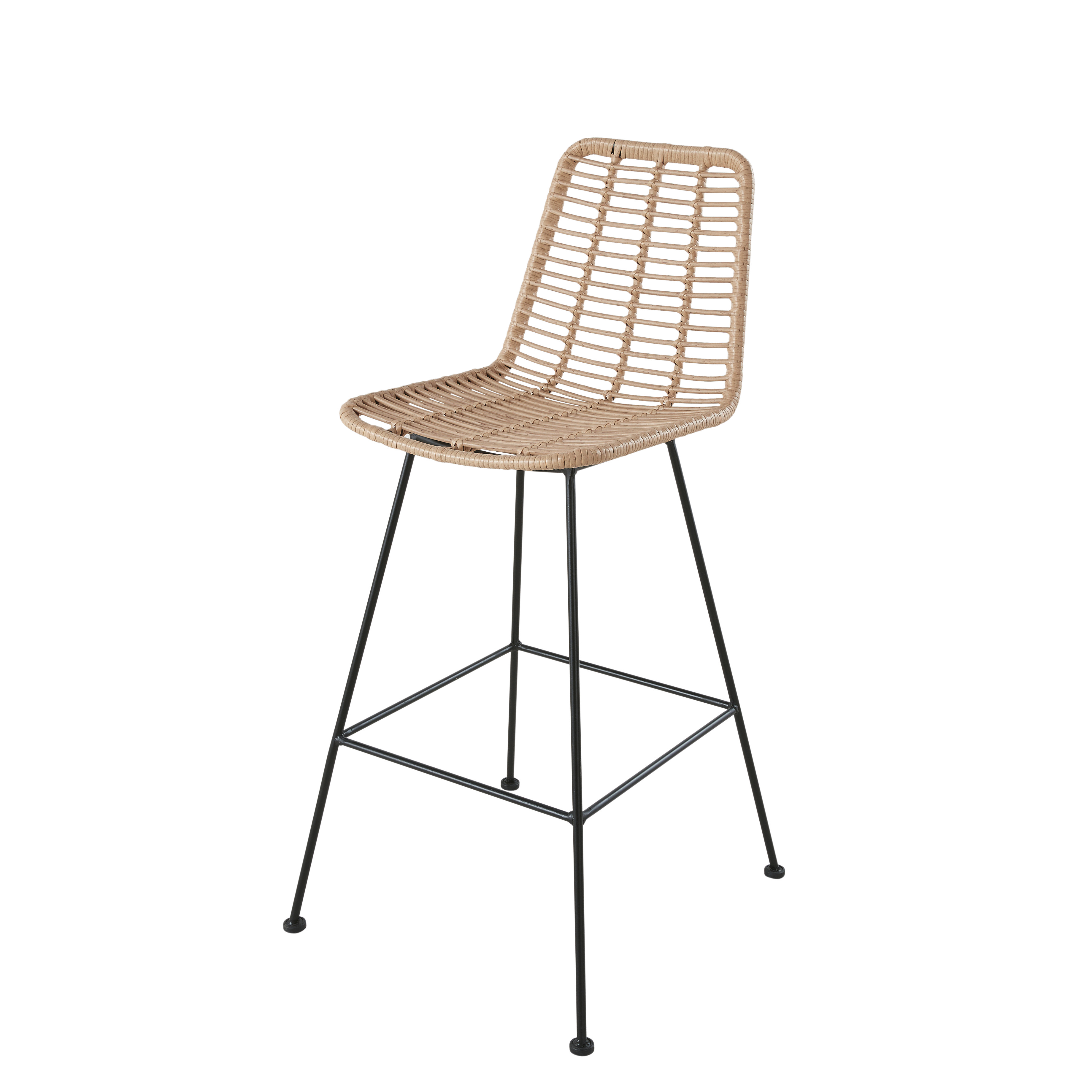 Silla alta de jardín profesional de resina reciclada y metal negro Estilo marinero Metal Maisons du monde