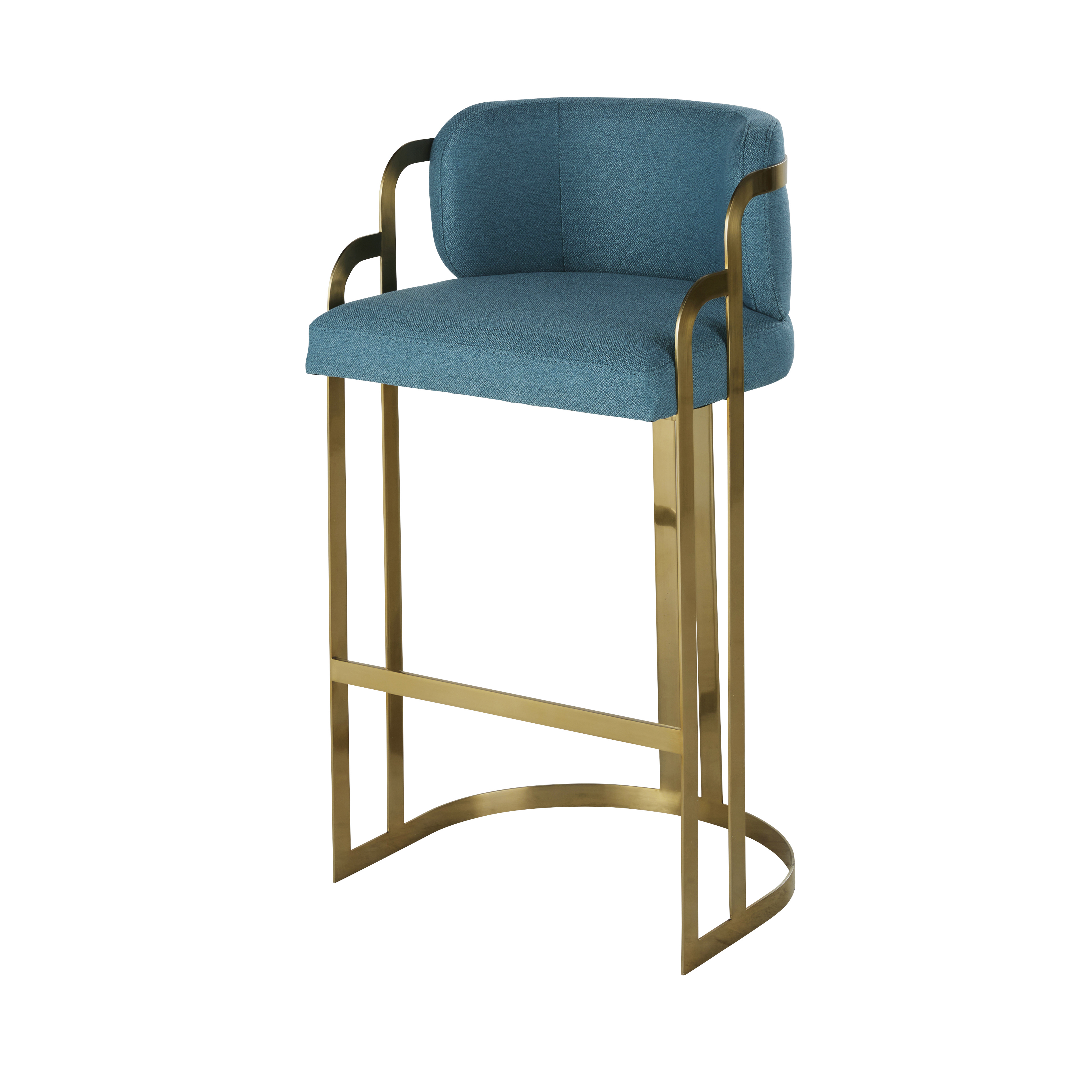 Silla de bar profesional azul verdoso y dorado Alt. 81 Estilo clásico chic Maisons du monde
