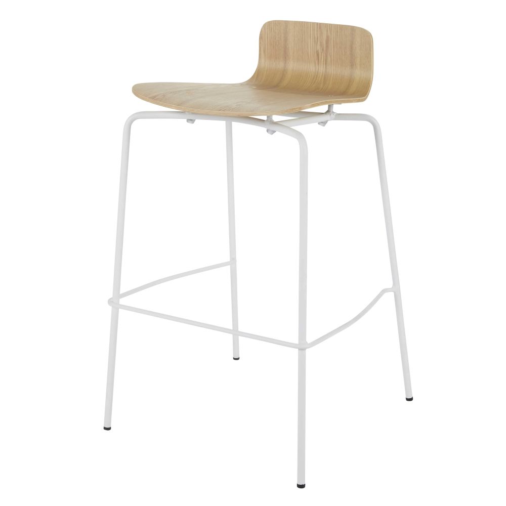 Silla de bar profesional blanca de imitación a fresno Estilocontemporáneo Blanco Maisons du Monde
