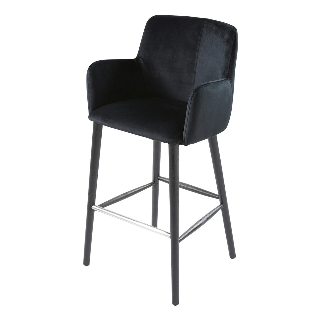 Silla de bar profesional vintage de terciopelo negro Alt. 110 Estilovintage Negro Terciopelo Maisons du Monde