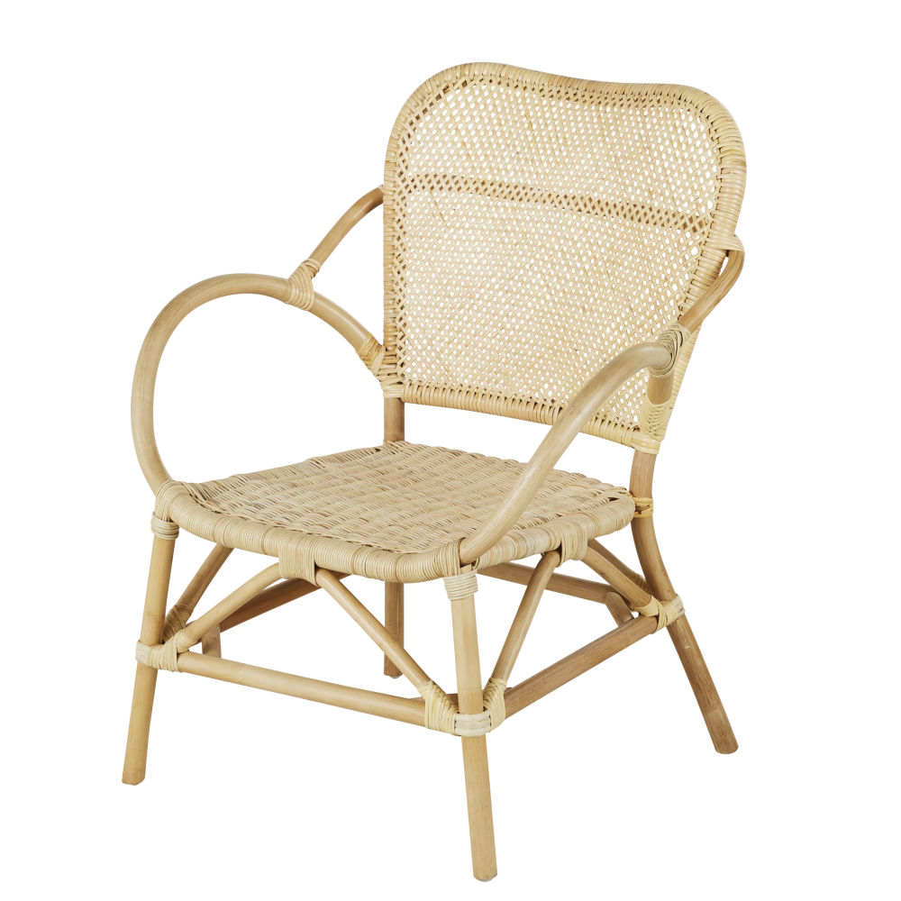 Silla de comedor profesional de ratán beige Estilo marinero Maisons du monde