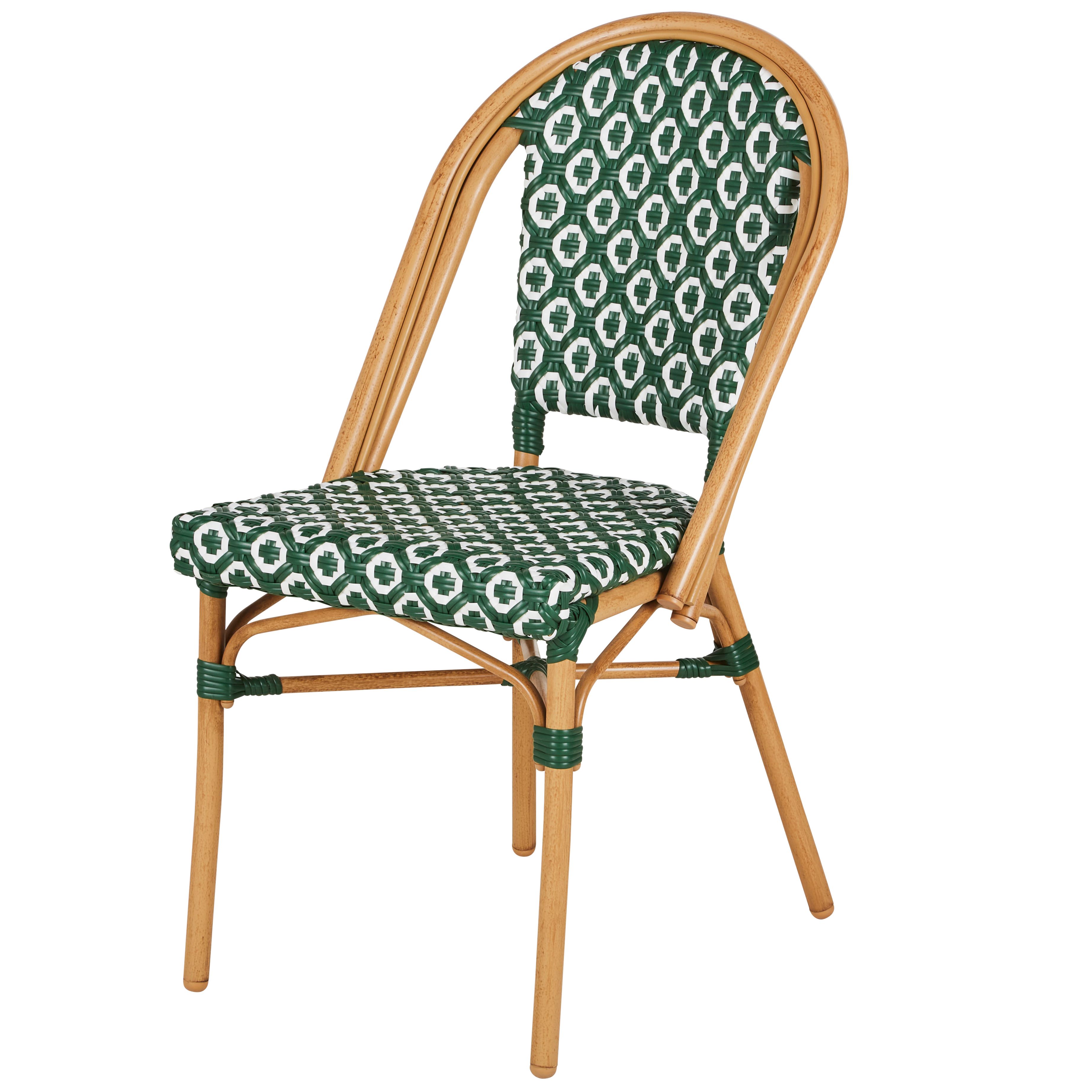 Silla de jardín profesional de resina trenzada verde y blanca Estilo contemporáneo Resina Maisons du monde