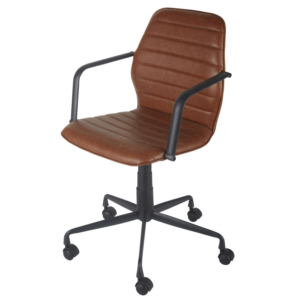 Silla de oficina profesional regulable con ruedas de textil revestido marrón Marrón Maisons du Monde