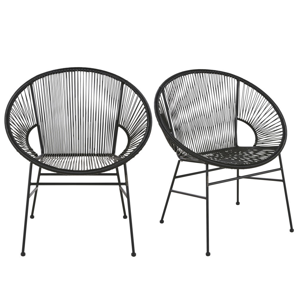 Silla profesional de resina negra y metal negro (x2) Estilo exótico Metal Maisons du monde
