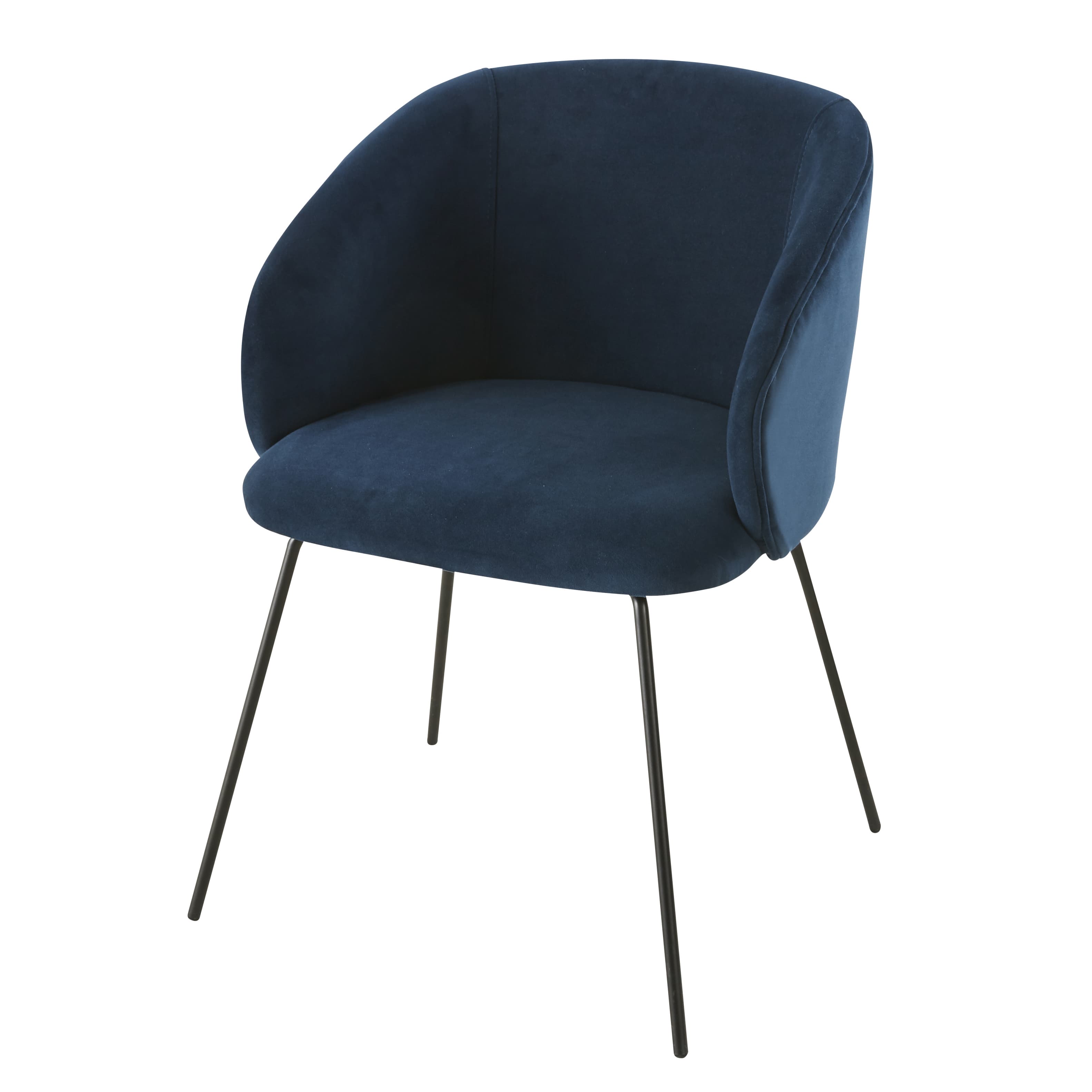 Silla profesional de terciopelo azul noche Estilo vintage Terciopelo Maisons du monde