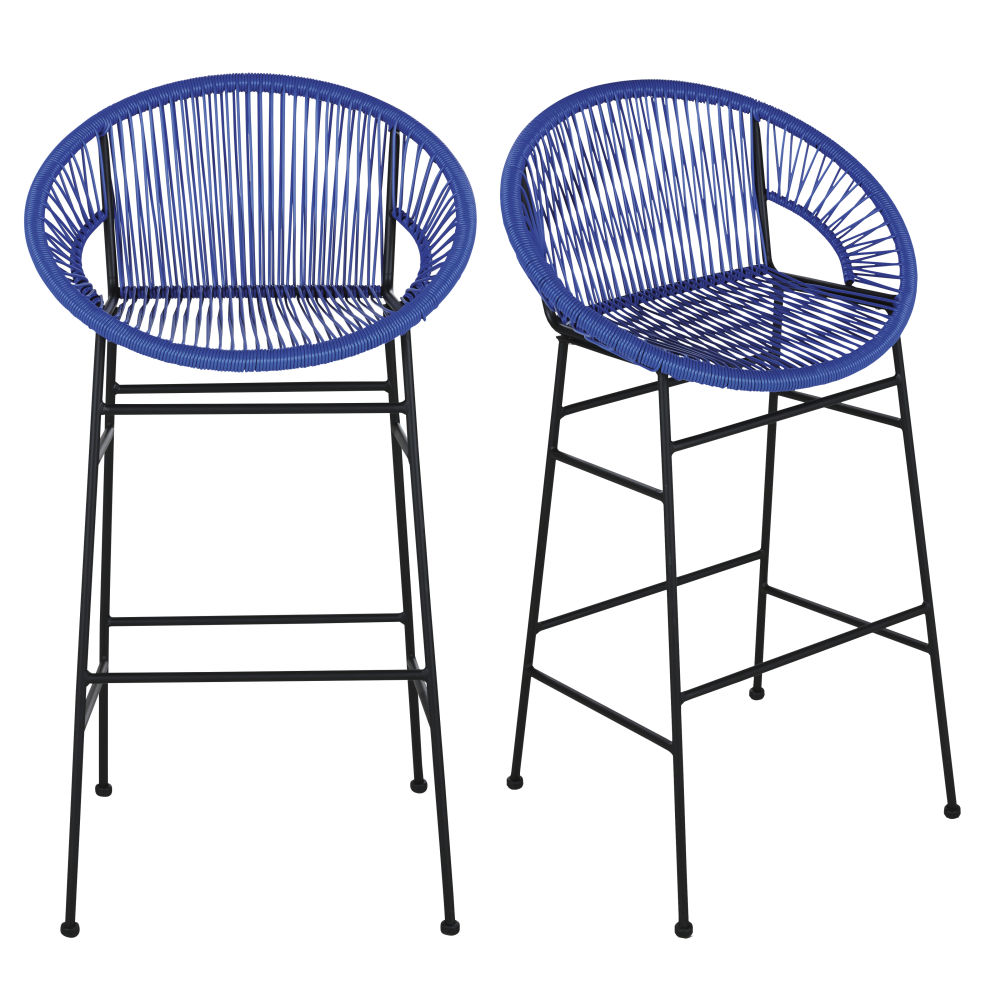 Sillas de bar para jardín profesionales de resina azul (x2) Estilo exótico Resina Maisons du monde