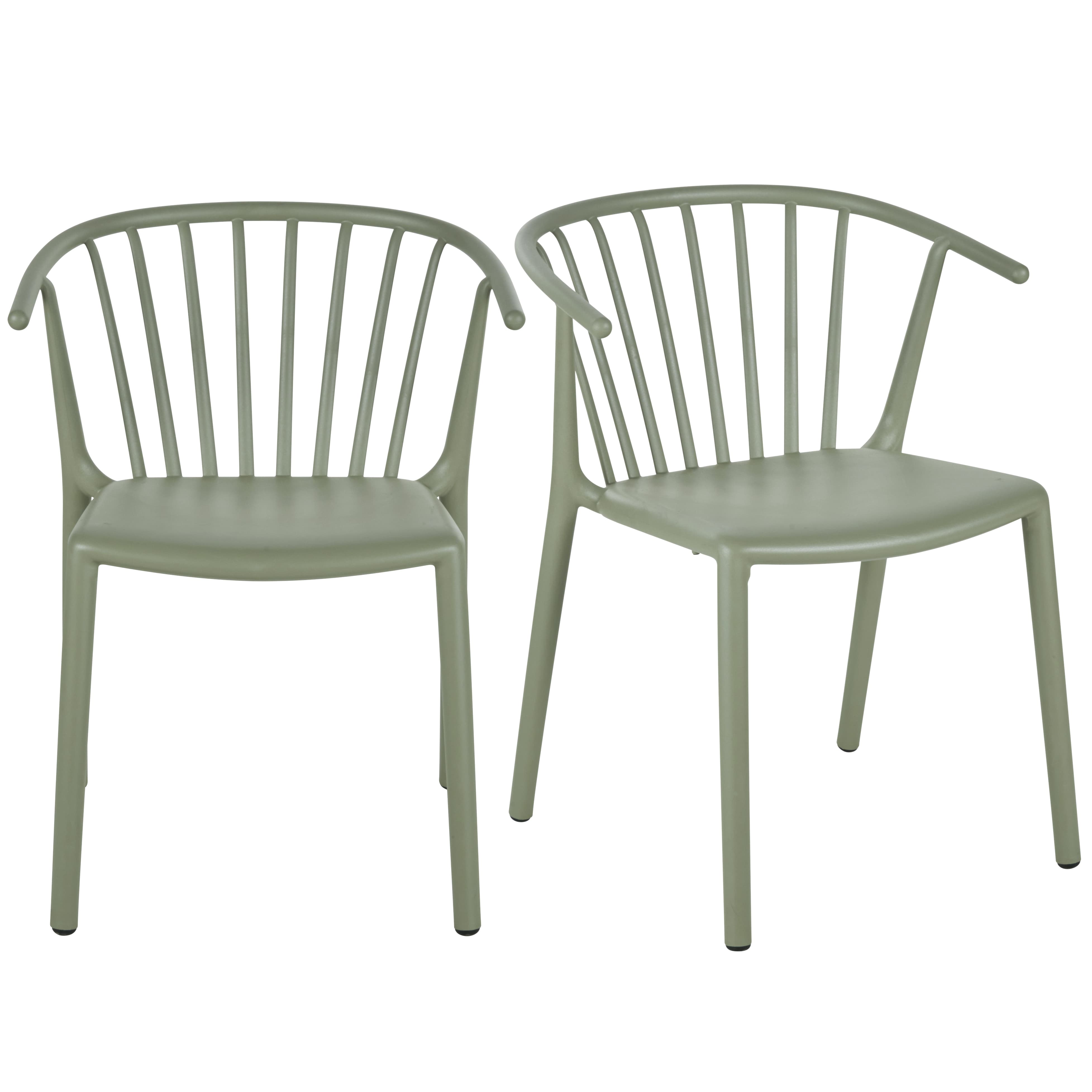 Sillas de comedor profesionales de exterior color verde caqui (x2) Estilo contemporáneo Maisons du monde