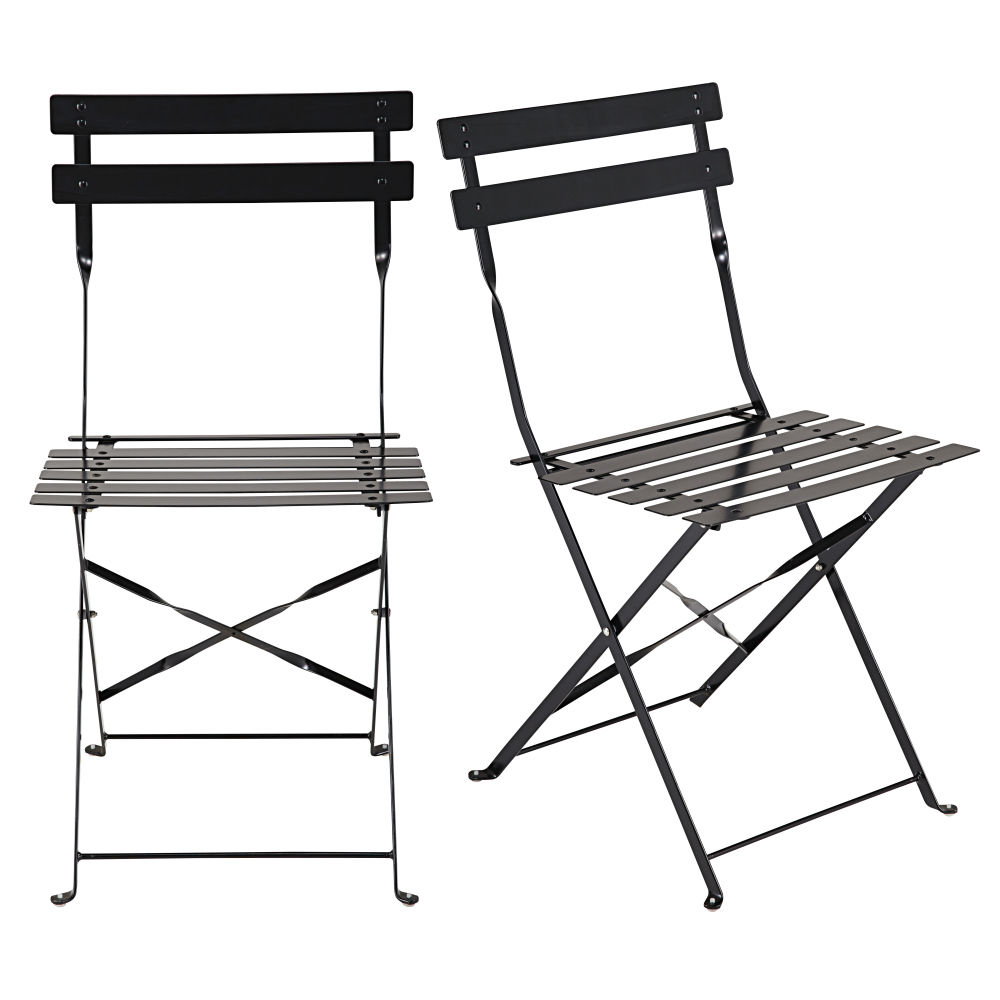 Sillas de jardín profesionales plegables de acero negro (x2) Estilo contemporáneo Maisons du monde
