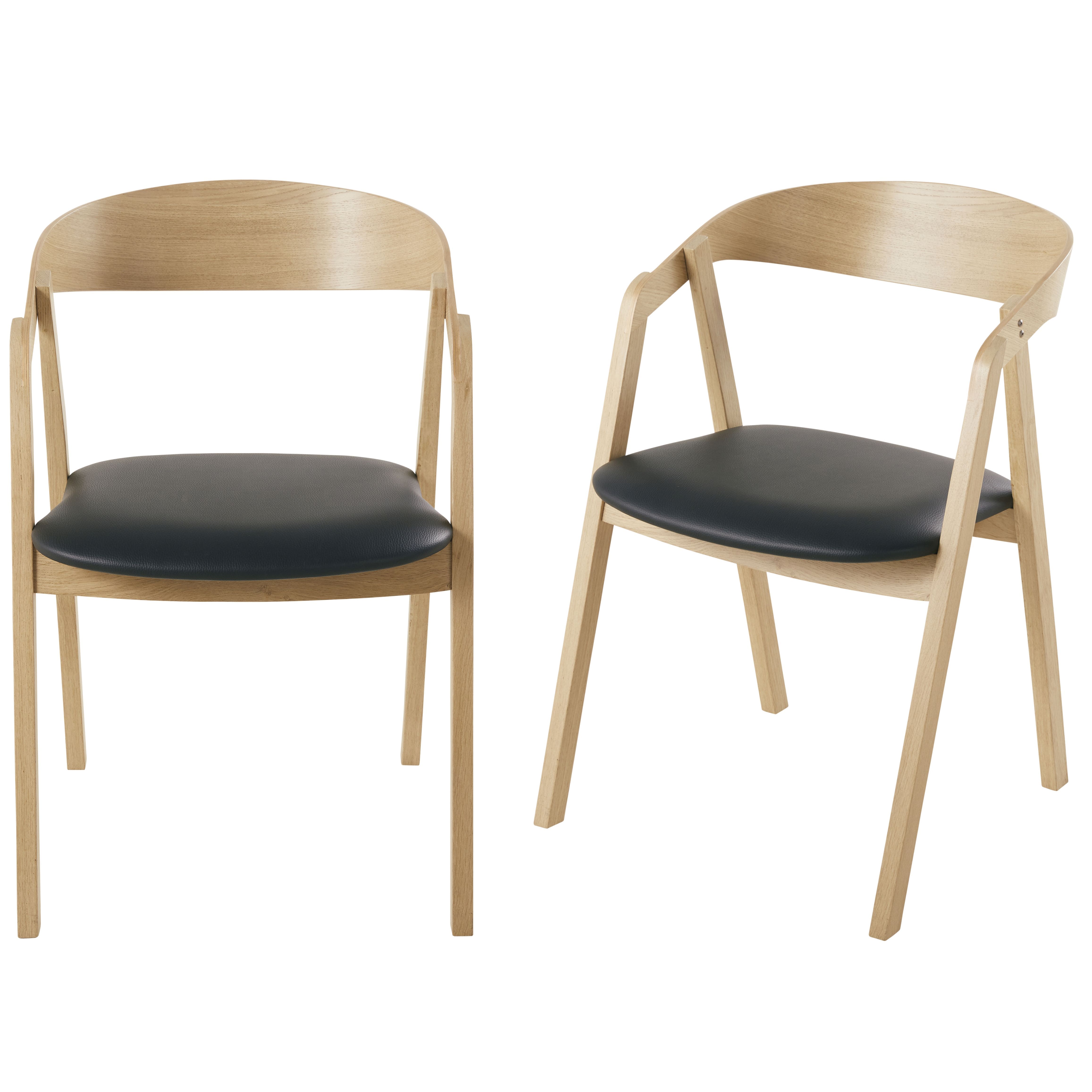 Sillas profesionales de haya y textil revestido negro (x2) Estilocontemporáneo Negro Árbol de caucho Maisons du Monde