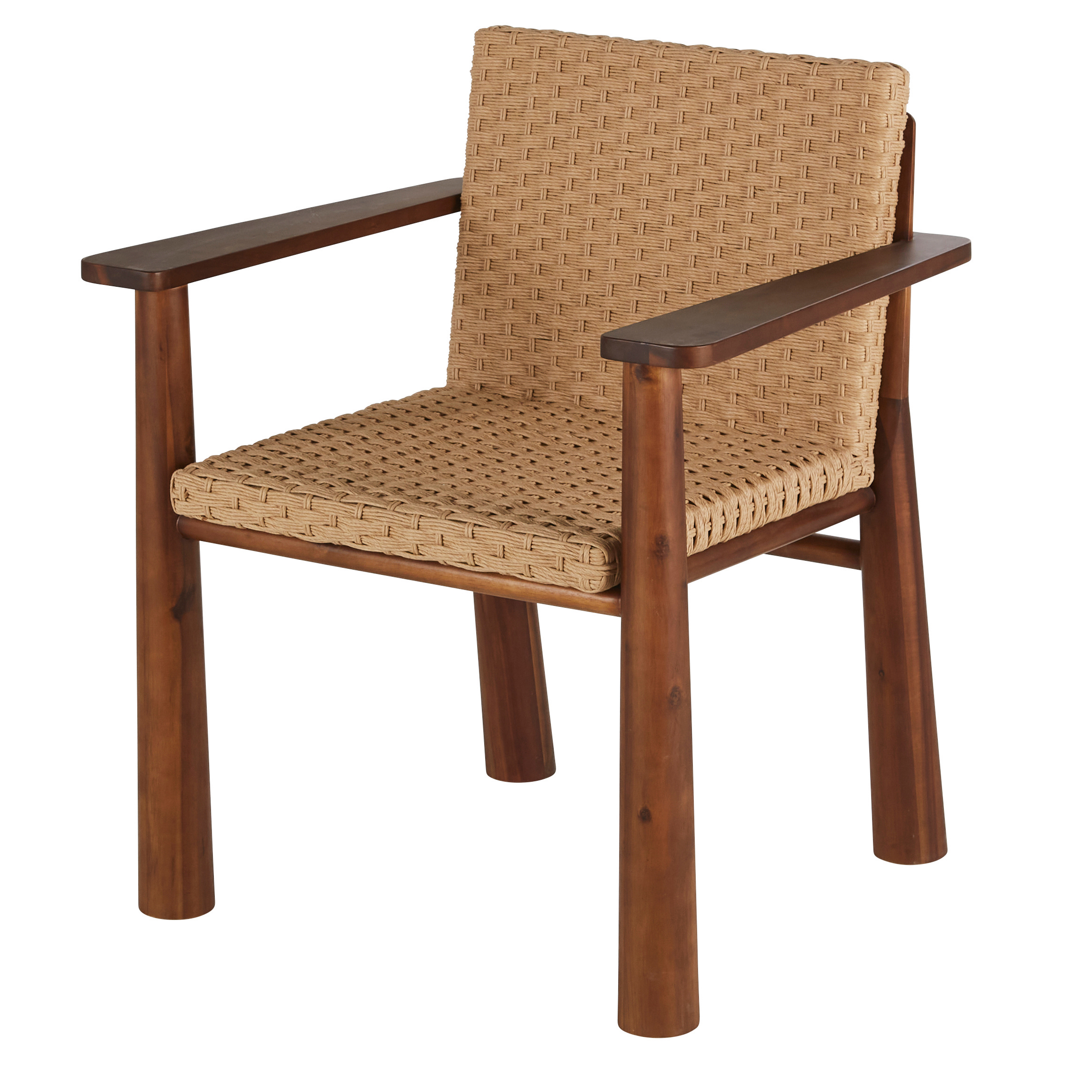 Sillón de escritorio de madera de acacia maciza y papel trenzado Estilo contemporáneo Madera Maisons du monde
