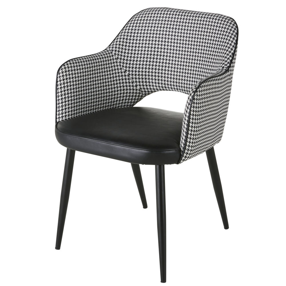Sillón profesional de metal negro con motivo de pata de gallo Estilo vintage Metal Maisons du monde