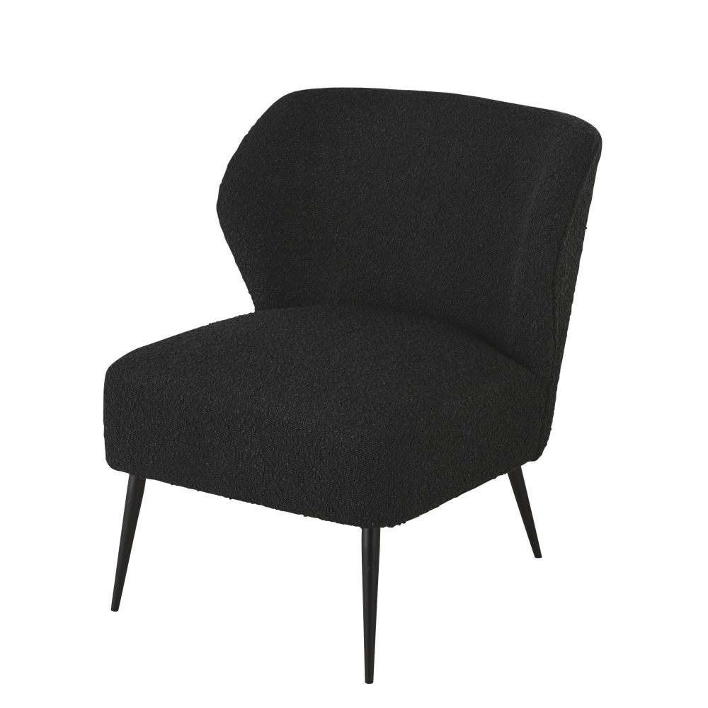 Sillón profesional de rizo en negro de poliéster reciclado Estilo contemporáneo Maisons du monde