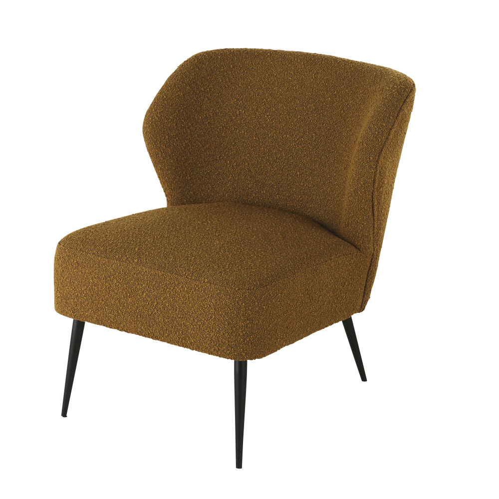 Sillón profesional de rizo marrón de poliéster reciclado Estilo vintage Maisons du monde