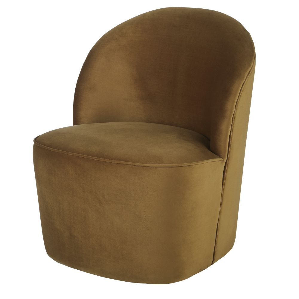 Sillón profesional de terciopelo reciclado ocre Estilo vintage Terciopelo Maisons du monde