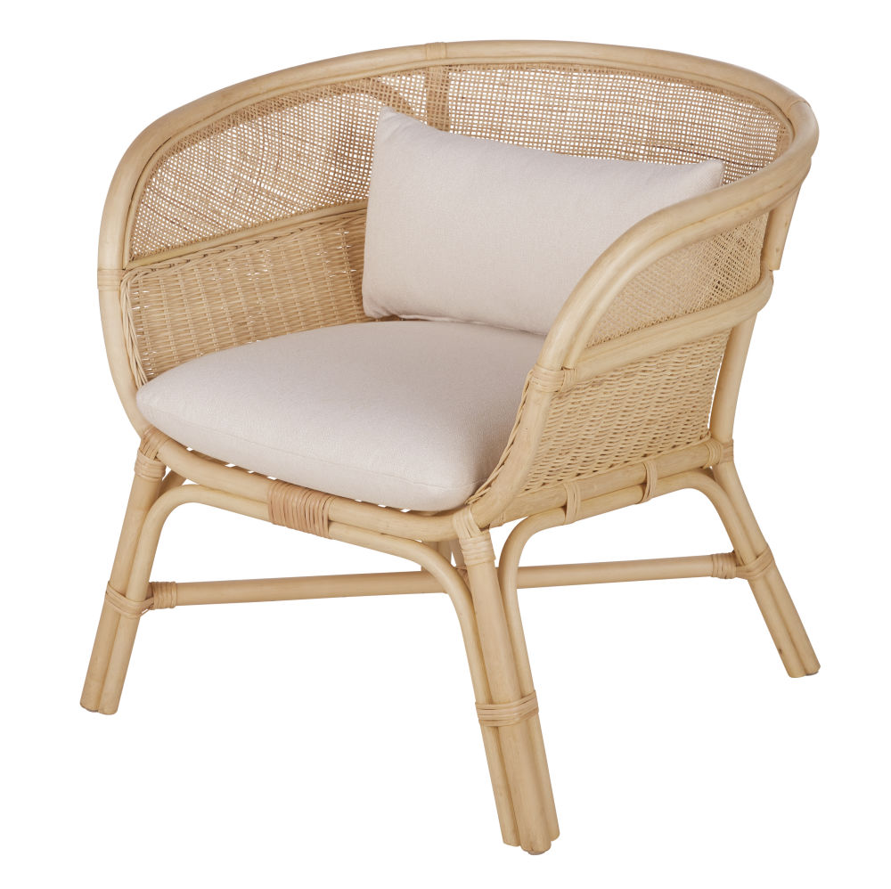 Sillón profesional en color crudo y ratán beige Estilo marinero Maisons du monde