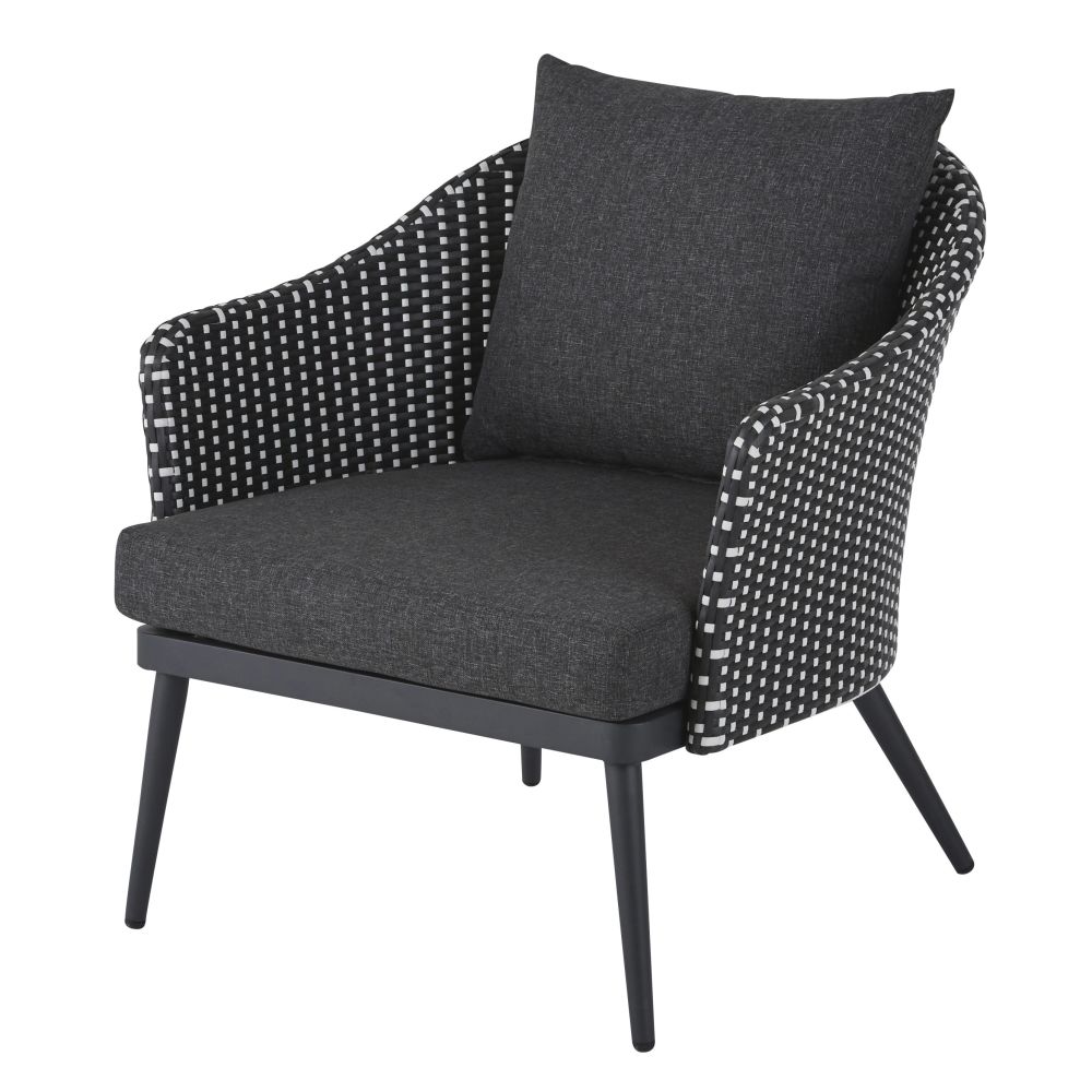 Sillón profesional gris y negro con motivos decorativos redondos blancos EStilo contemporáneo Maisons du Monde