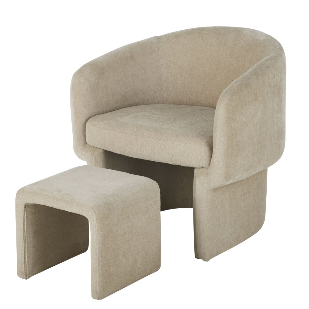 Sillón y reposapiés profesionales color crudo Estilocontemporáneo Beige Maisons du Monde