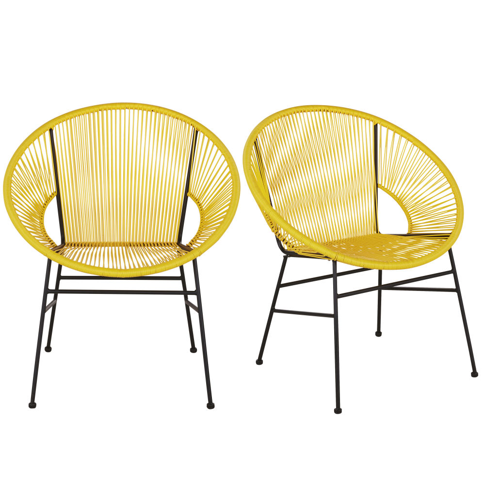 Sillones profesionales de jardín de resina amarilla (x2) Estilo exótico Resina Maisons du monde