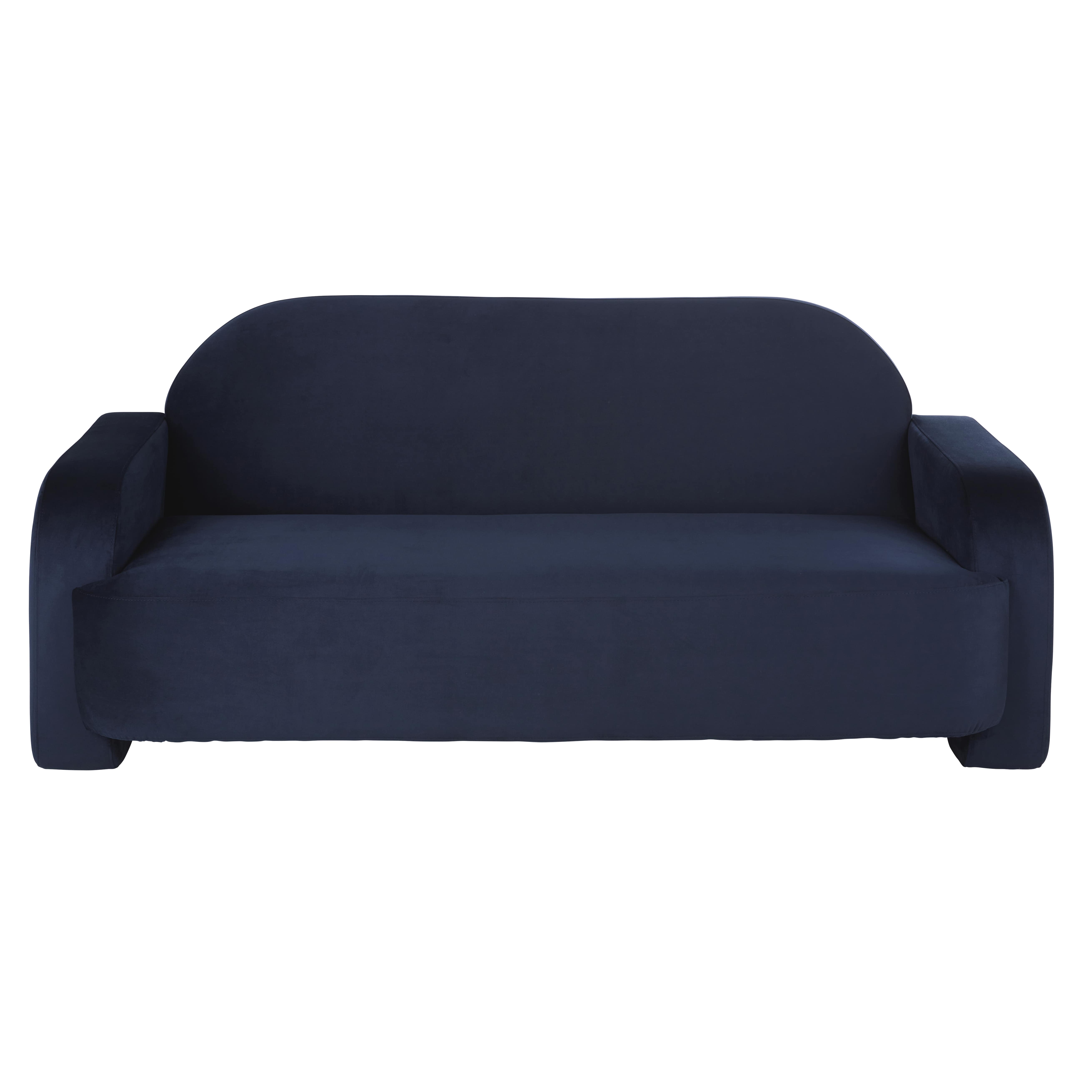 Sofá profesional de 3 plazas de terciopelo azul oscuro Estilo contemporáneo Terciopelo Maisons du monde