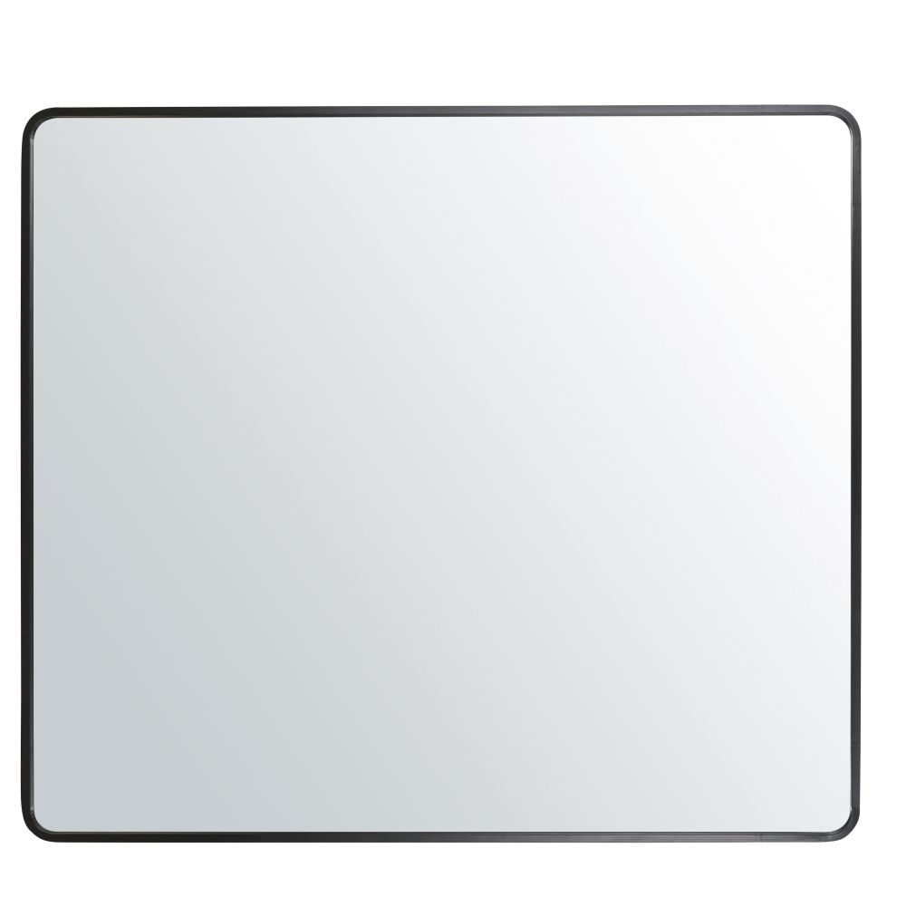 Spiegel mit abgerundeten Kanten aus Metall, schwarz 182x160