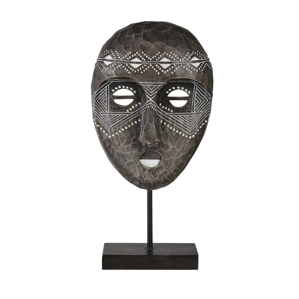 Statue de jardin masque africain noire et blanche H45 (photo) Statue de jardin masque africain noire et blanche H45