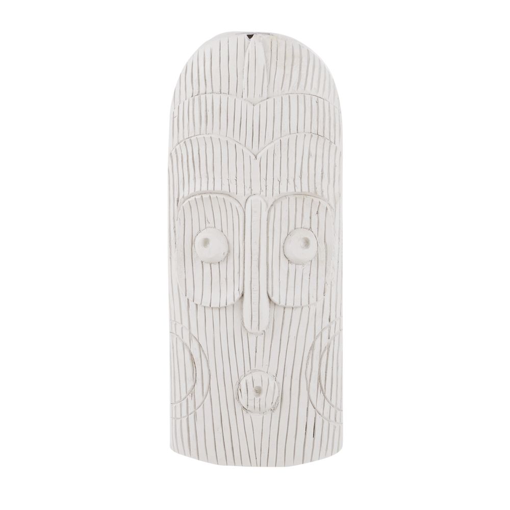 Statue de jardin masque sculpté blanc H40 (photo) Statue de jardin masque sculpté blanc H40