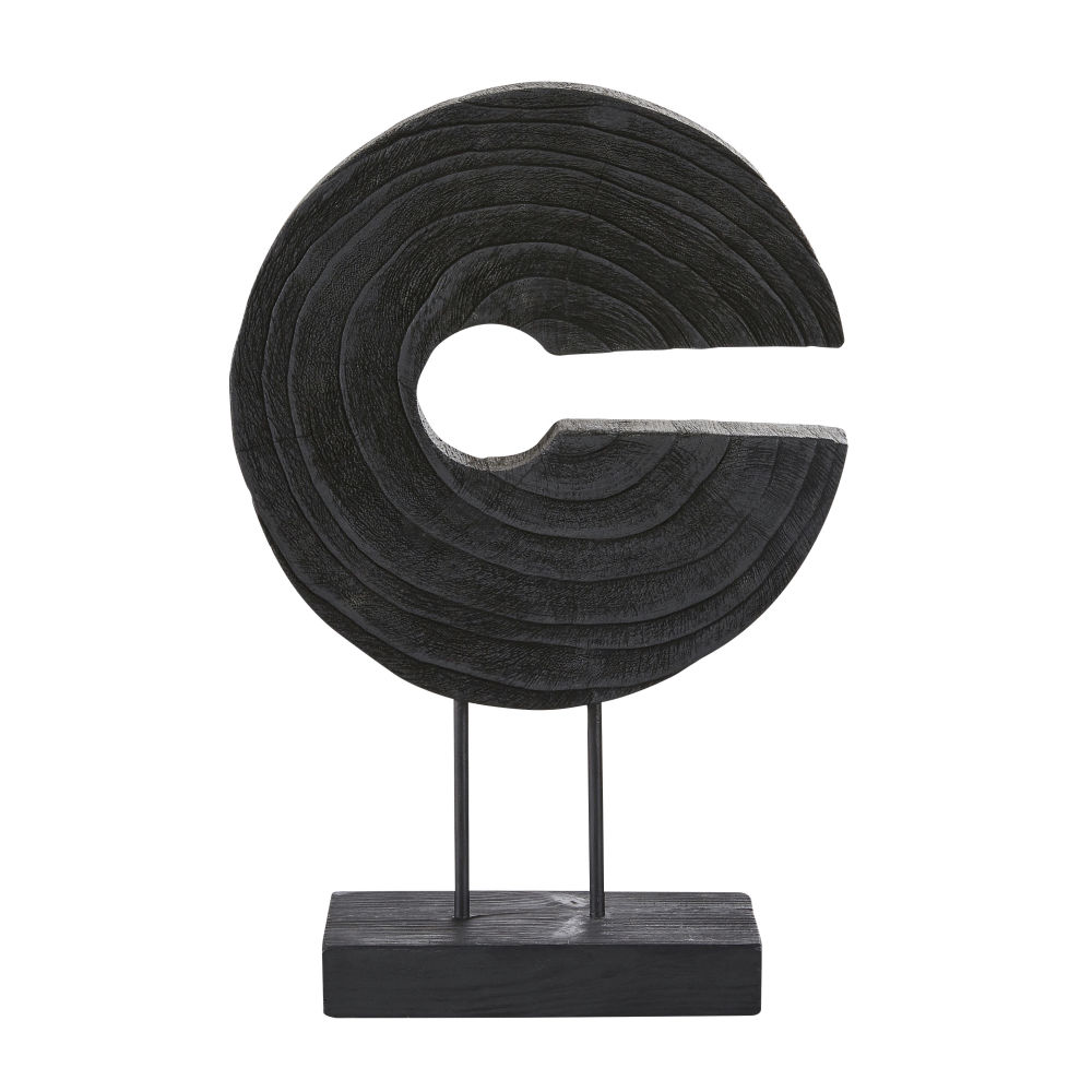 Statue disque sur socle en paulownia noir H43 (photo) Statue disque sur socle en paulownia noir H43