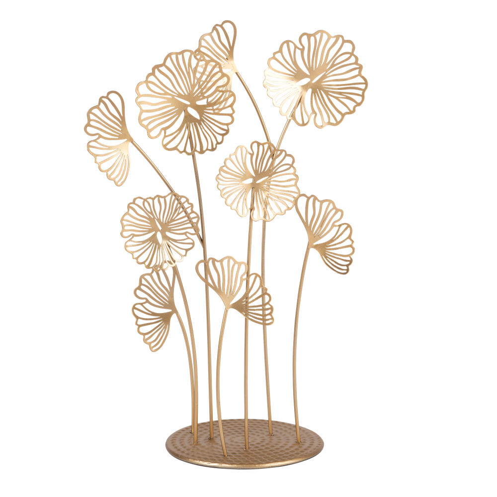 Statue fleurs en métal doré H41