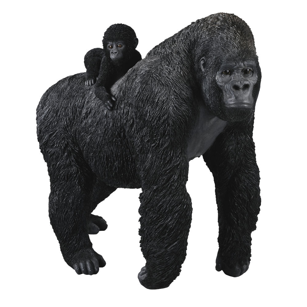 Statue gorille et bébé noire H105