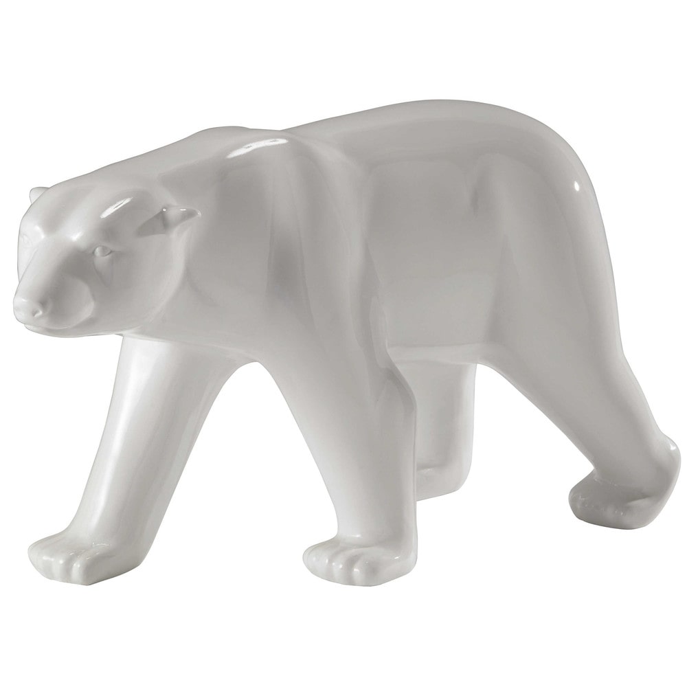 Statue ours en résine blanche L 103 cm