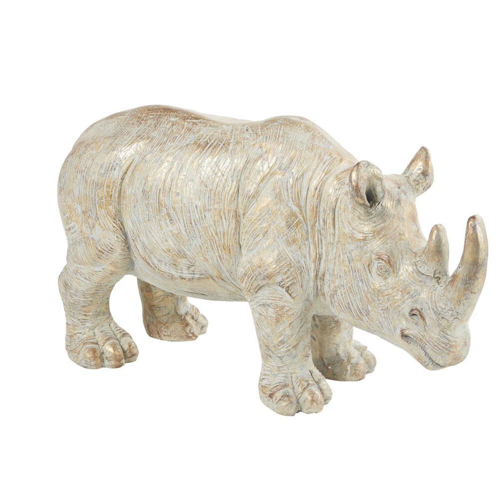 Statue rhinocéros grise et dorée H53