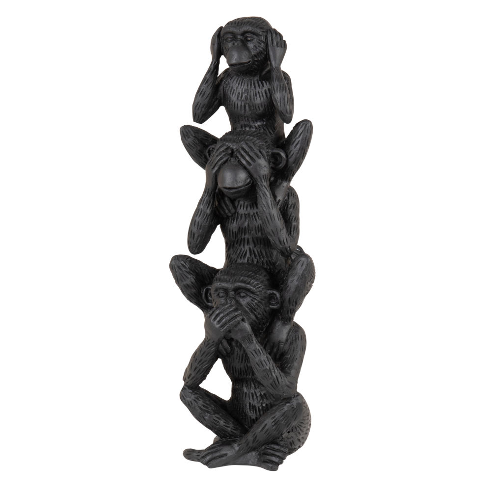 Statuette 3 singes noirs H30