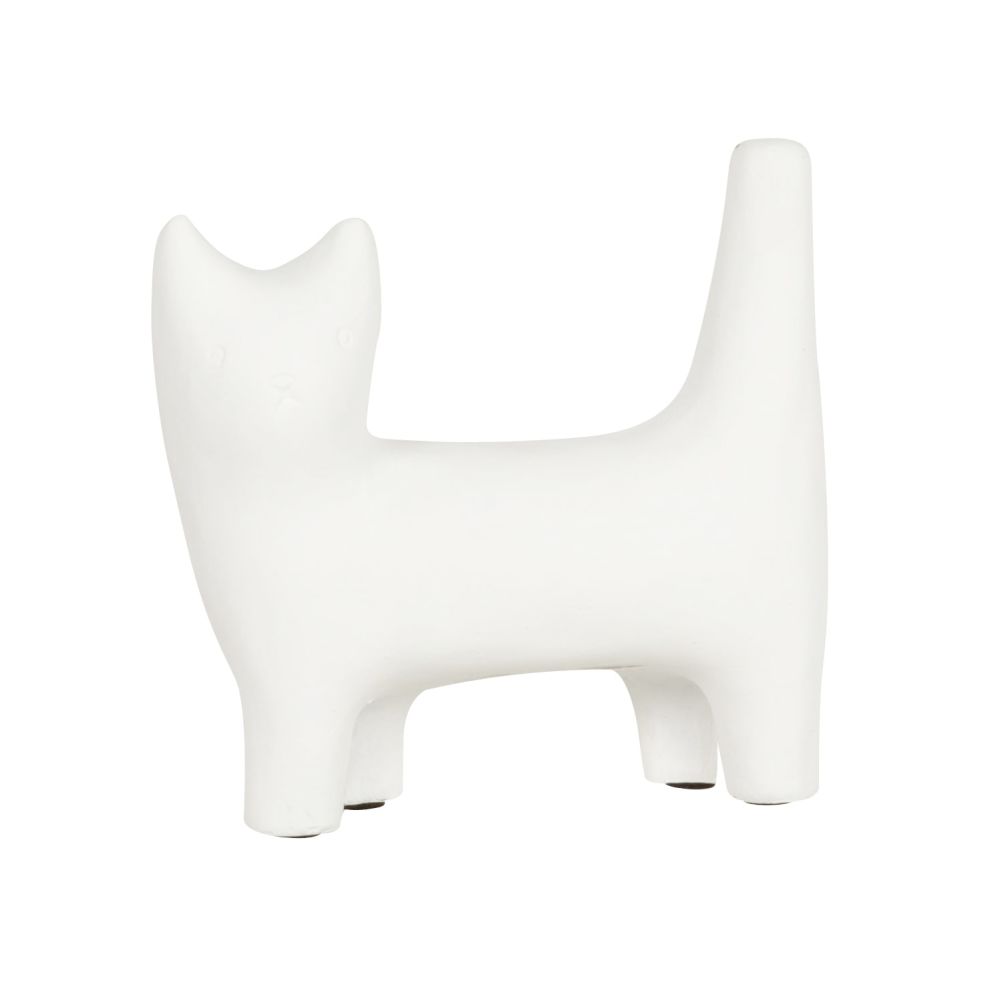 Statuette chat en ciment blanc H13 Statuette chat en ciment blanc H13