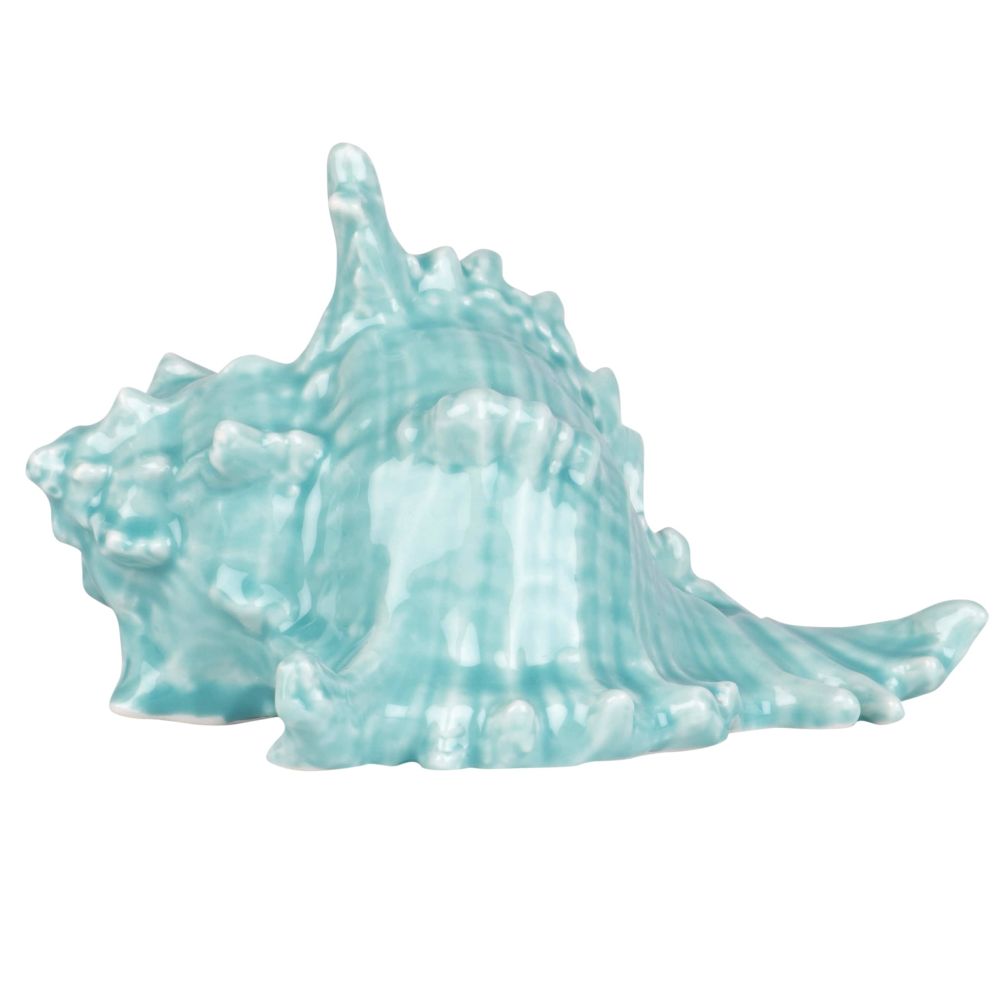 Statuette coquillage en porcelaine bleu glacier H8