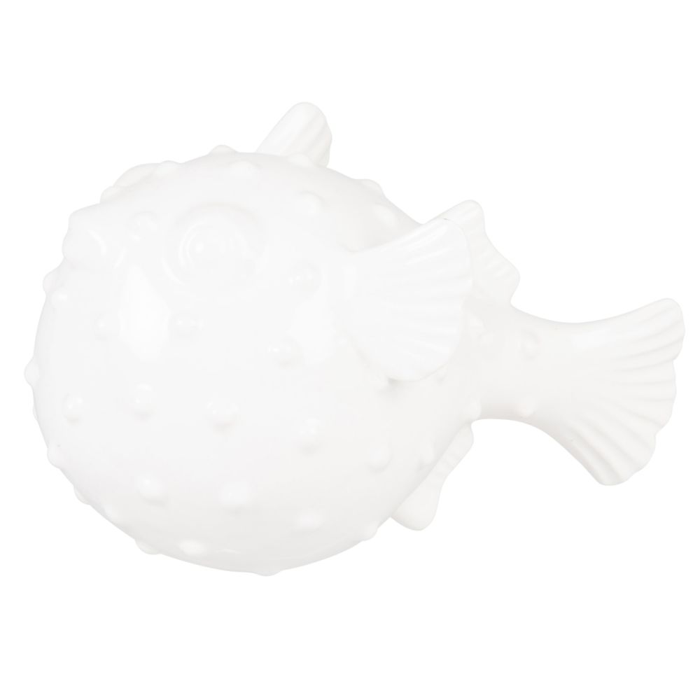 Statuette diodon en dolomite blanche H12 Statuette diodon en dolomite blanche H12