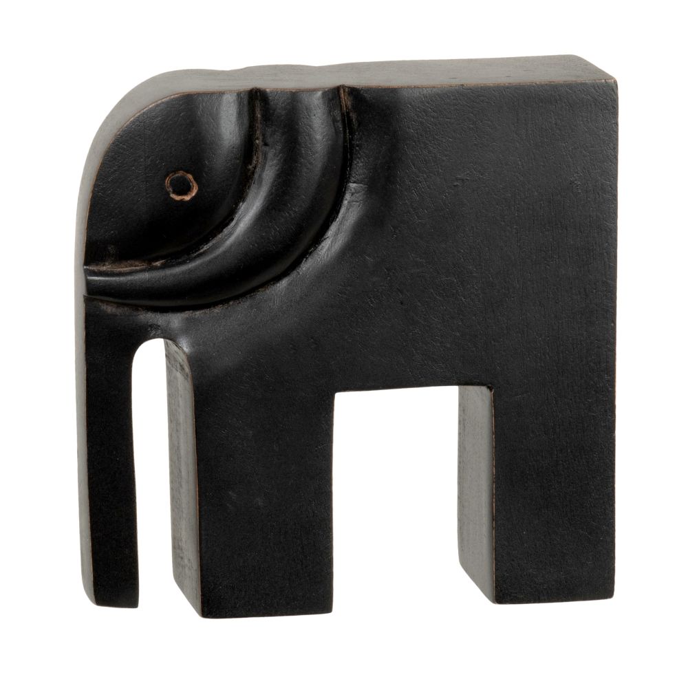 Statuette éléphant en bois de manguier noir H15
