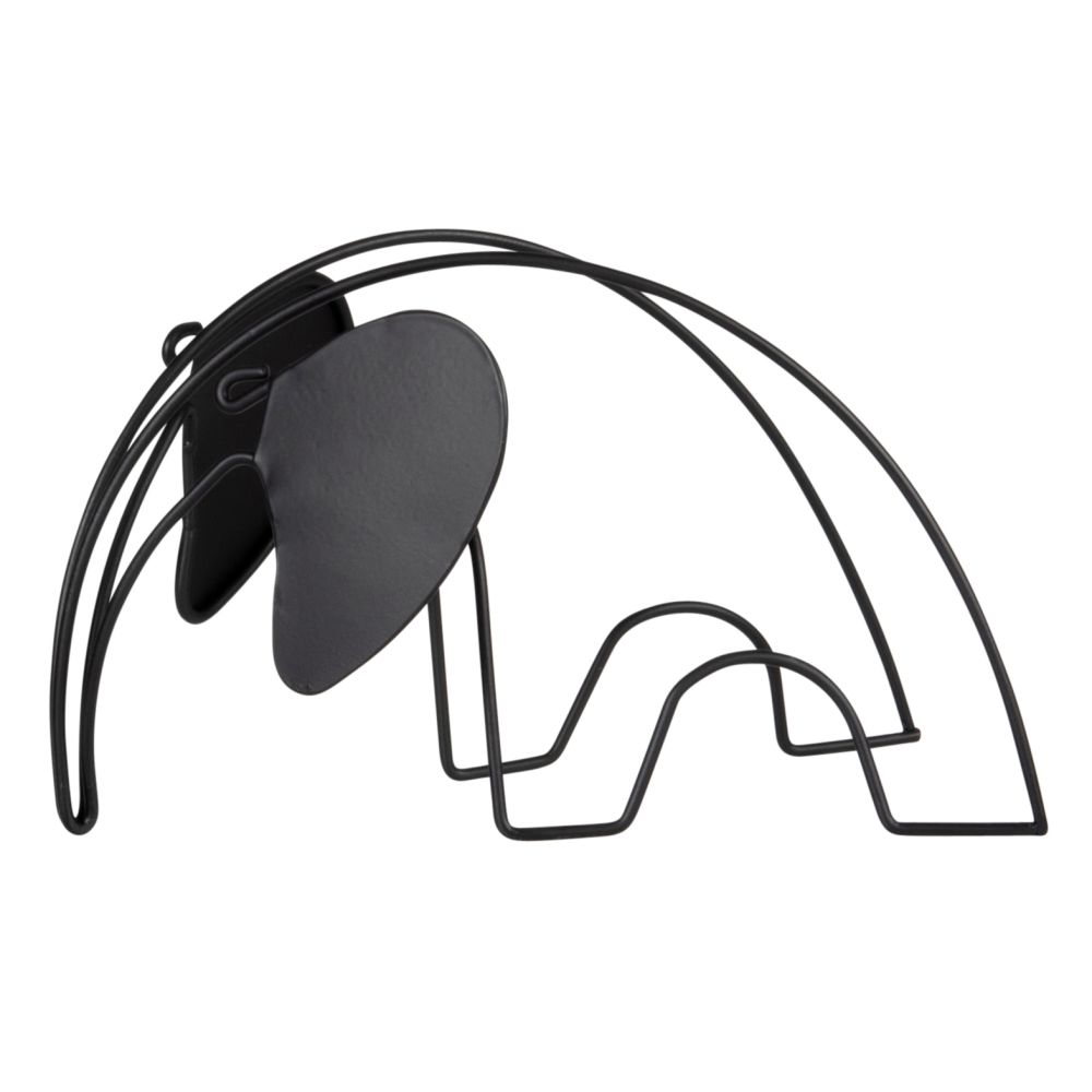 Statuette éléphant filaire en métal noir H12