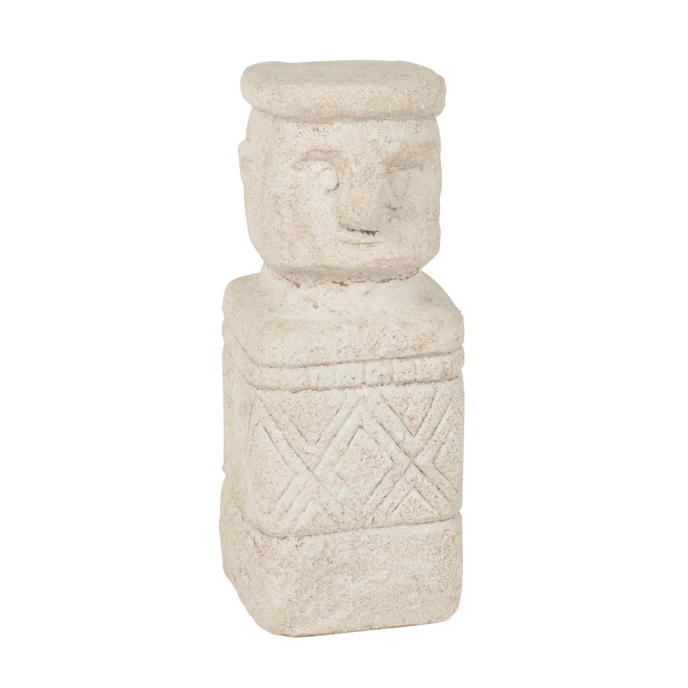 Statuette en ciment beige sculpté H20 Statuette en ciment beige sculpté H20