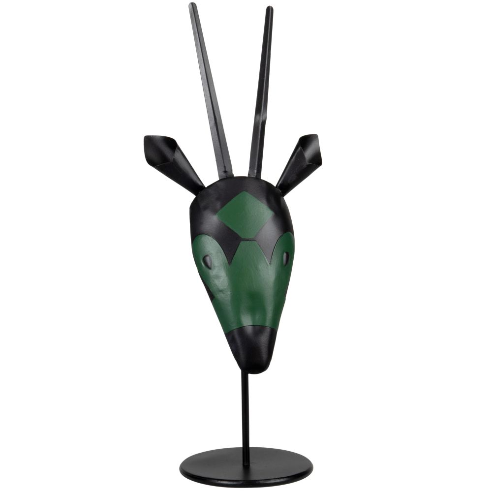 Statuette gazelle en métal vert et noir H41 Statuette gazelle en métal vert et noir H41