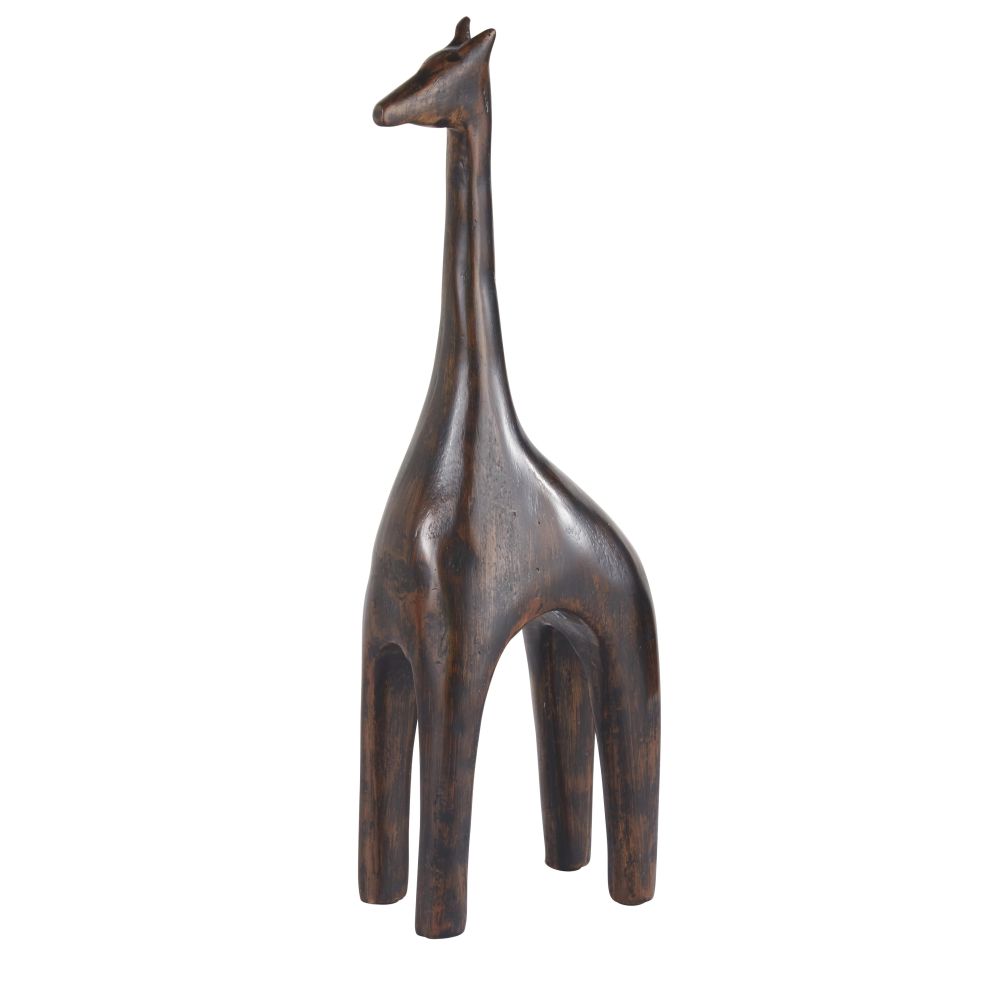 Statuette girafe en résine marron
