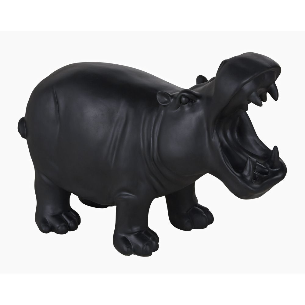 Statuette hippopotame en ciment noir H44 Statuette hippopotame en ciment noir H44