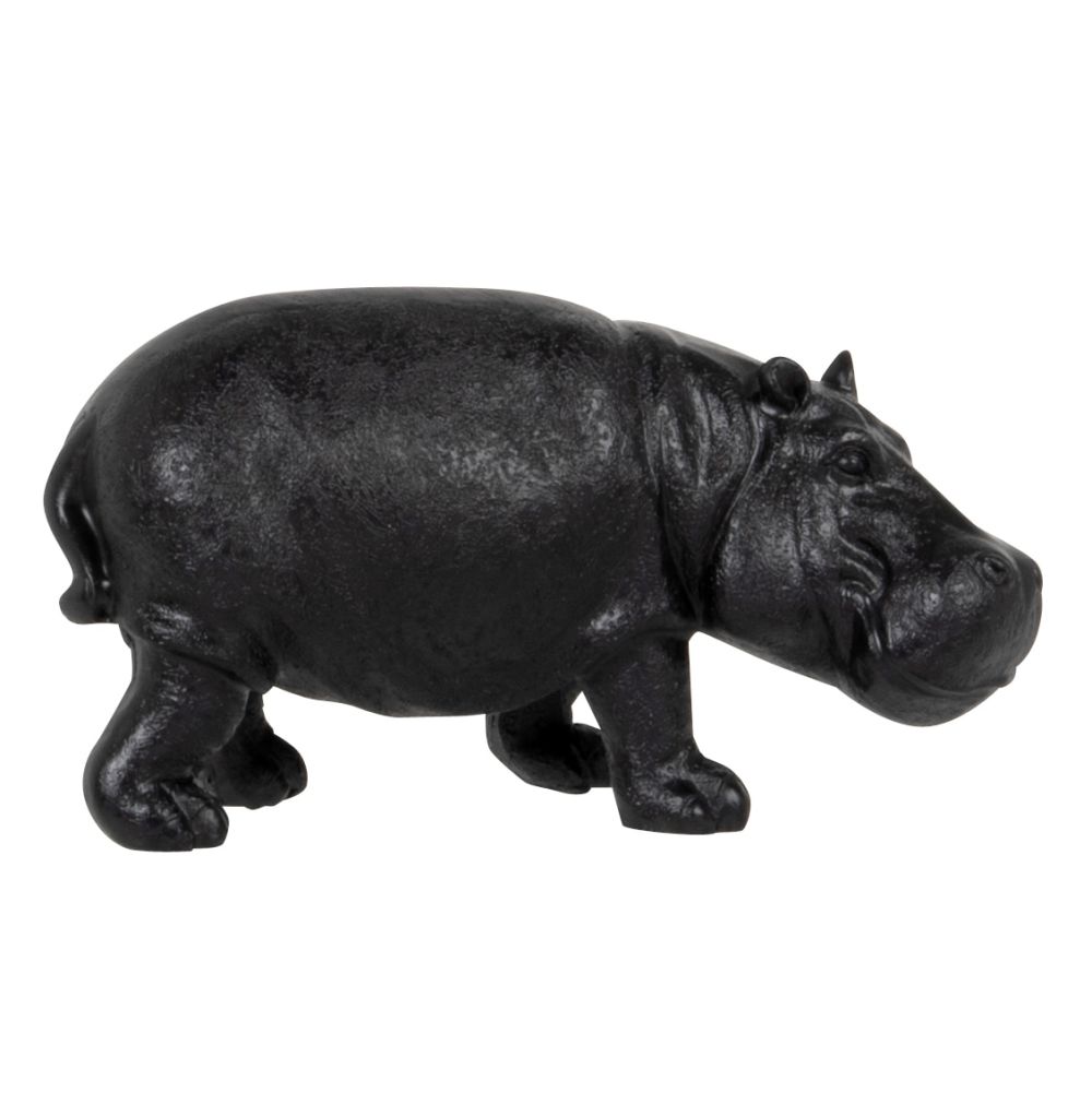 Statuette hippopotame en polyrésine noire H8